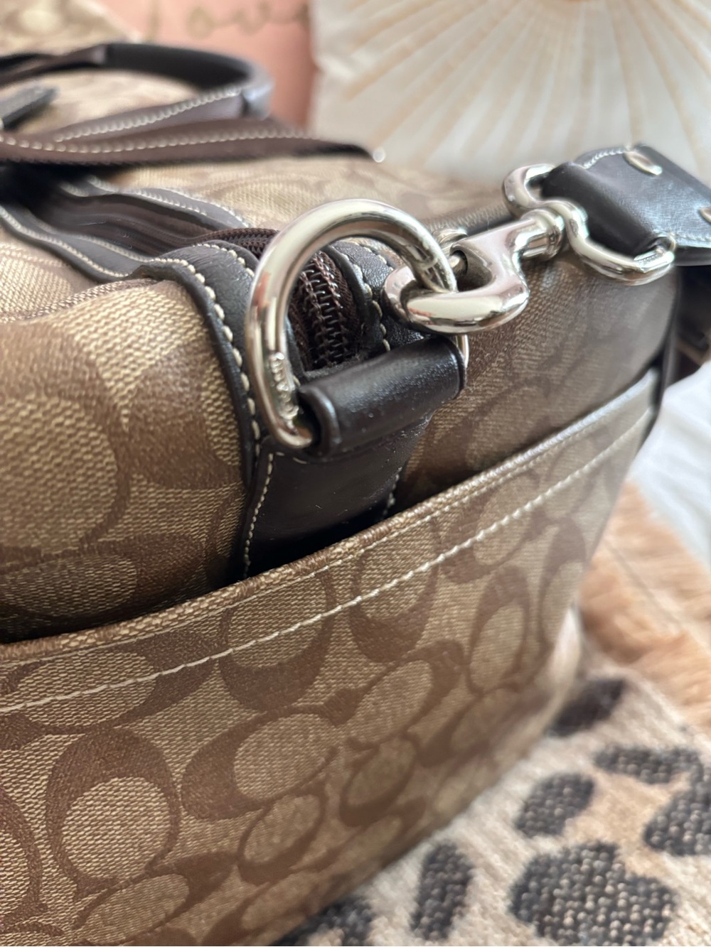 Coach Brown Signature Canvas Duffel Bag - Picture 8 of 13